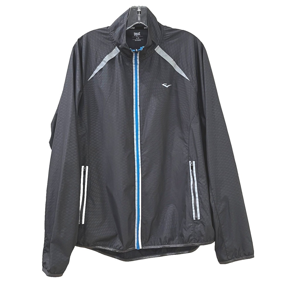 Everlast Performance Men's Windbreaker Jacket L Gray Reflective Water Resistant
